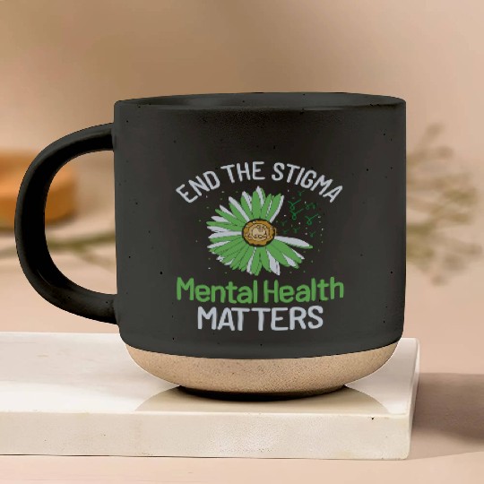 End The Stigma Wear Green Mental Health Awareness Pottery Mugs