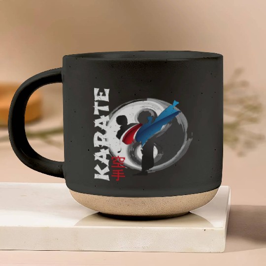 Martial Side Kick Ying Yang Karate Pottery Mugs