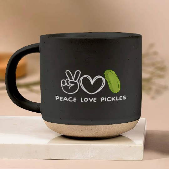 Peace Love Pickles Retro Pickles Lover Food Lover Pottery Mugs