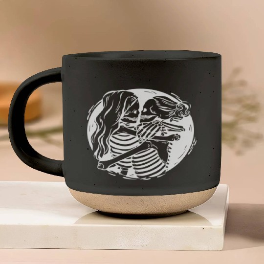Lesbian Lgbtq Pride Skeletons Kissing Valentine' D Pottery Mugs