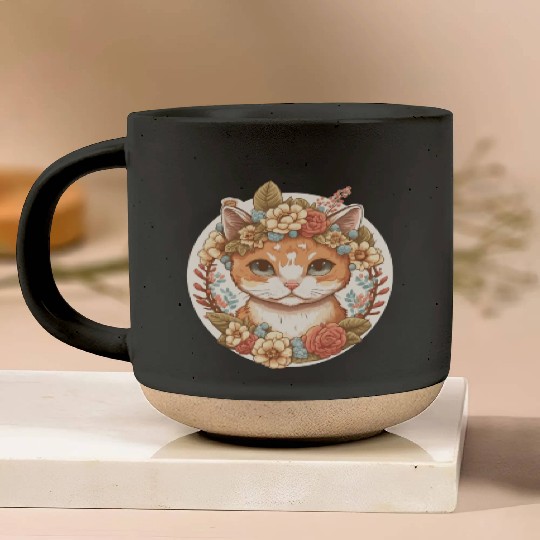 Cottagecore Cute Baby Cat Kitten Flower Pottery Mugs
