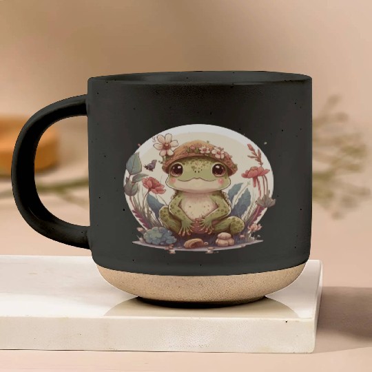Cute Cottagecore Baby Frog Toad Frog Lovers Pottery Mugs