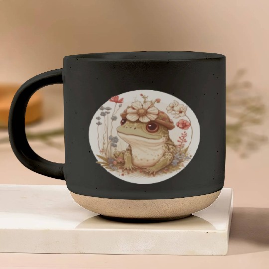 Cottagecore Cute Frog Toad Flower Crown Dark Acade Pottery Mugs