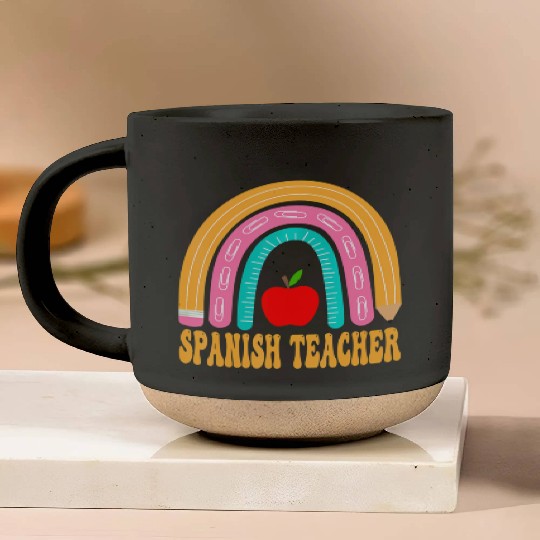 Spanish Teacher Rainbow Pencil Back To School Appr Pottery Mugs