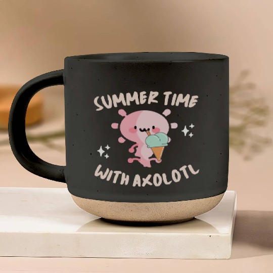 Funny SummerTime with axolotl Cute Kawaii Axolotl Pottery Mugs