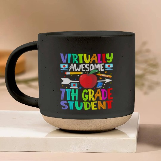 Virtually Awesome 7th Grade Student Back To School Pottery Mugs