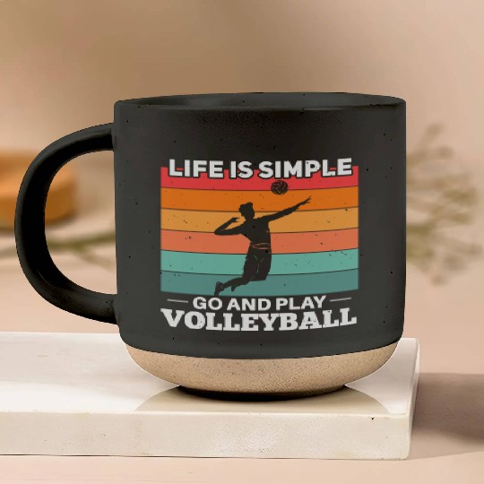 Volleyball Player Motif Pottery Mugs