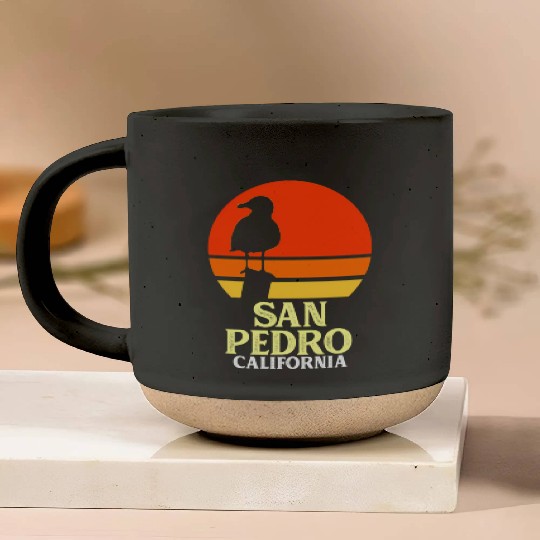 San Pedro California Beach Seagull Pottery Mugs