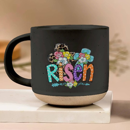 Happy Easter For Christian Mom He Is Risen Leopard Pottery Mugs