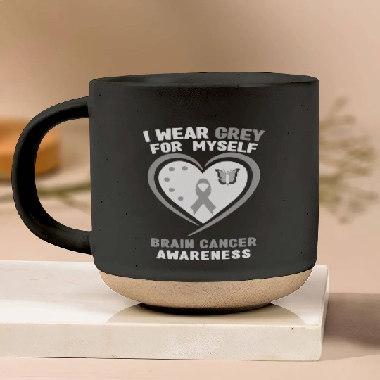 I Wear Grey For Myself Brain Cancer Awareness Pottery Mugs
