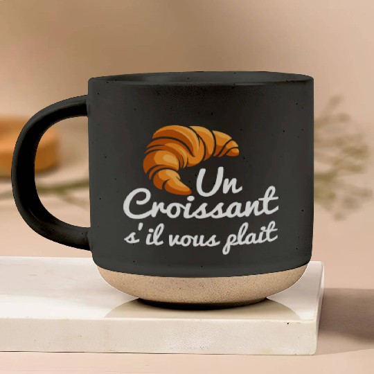 French Croissant Bread Un Croissant S'Il Vous Pottery Mugs