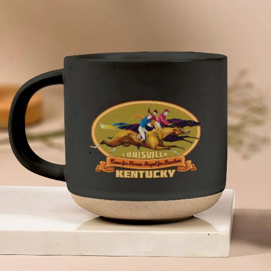 Louisville Kentucky Horse Racing Bourbon Derby Pottery Mugs