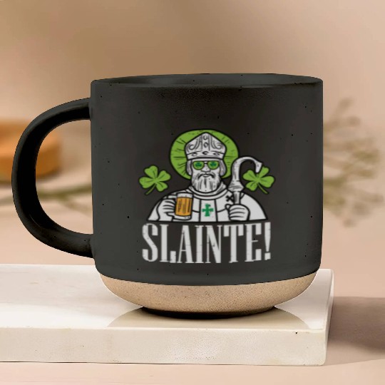 Slainte St Patric Day Irish Gaelic Cheers Pottery Mugs