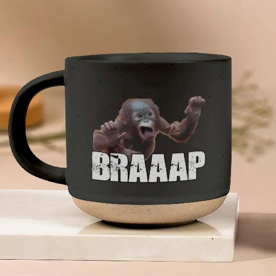 Braaap Monkey Face Riding A Motocross Pottery Mugs