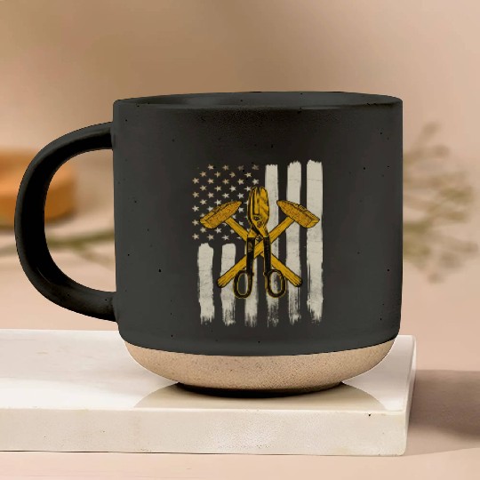 Sheet Metal Worker On Back Of Pottery Mugs