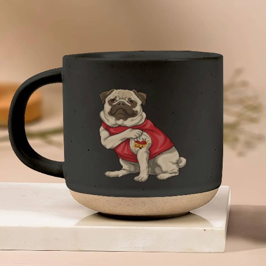 Pug I Love Mom Tattoo Dog Puppy Funny Mother s Day Pottery Mugs
