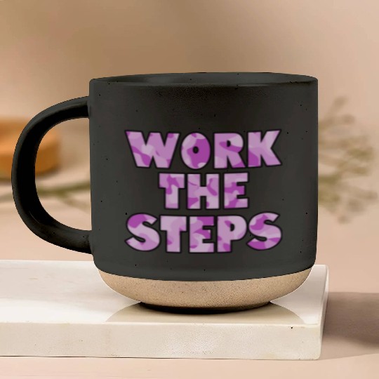 Work the Steps purple camo Pottery Mugs