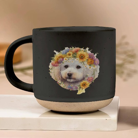 Watercolor Bichon Frise Sunflower Dog Breed Pet Pu Pottery Mugs
