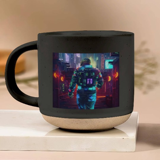 Cyberpunk man Pottery Mugs