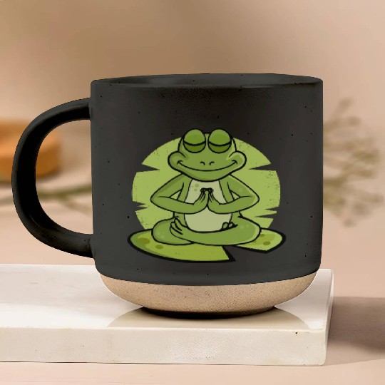 Meditating Frog Lover Men Yoga Gift Women Pottery Mugs