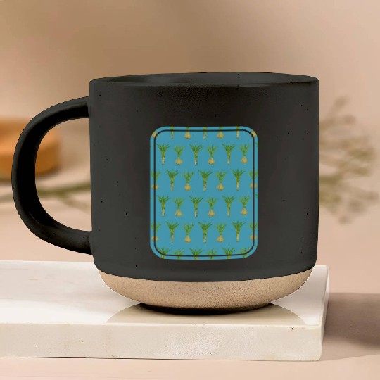 leek and onion pattern Pottery Mugs