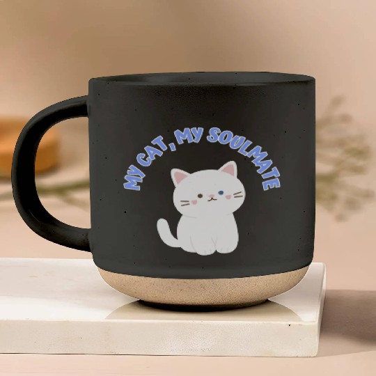 My Cat, My Soulmate, Cute Pottery Mugs