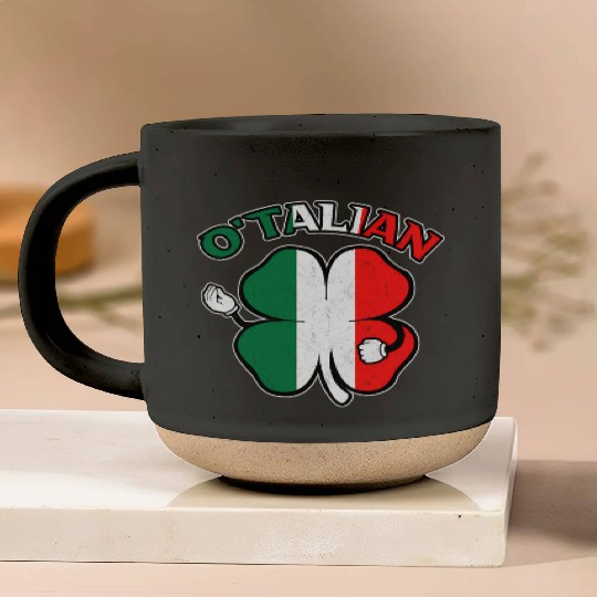 Italian St Patric Day Irish Italian O'Talian Pottery Mugs