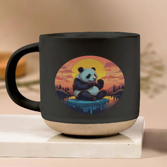 Cute Panda on Ice Floe with Sweets - Sunset Pottery Mugs