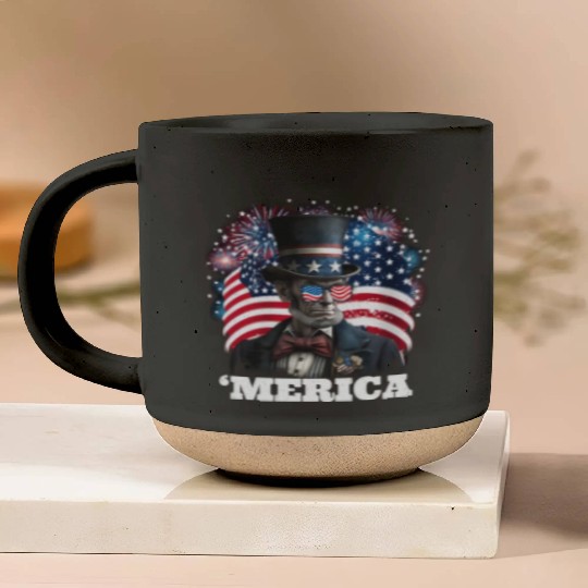 Merica Lincoln Independence Day Party 4th July Pottery Mugs