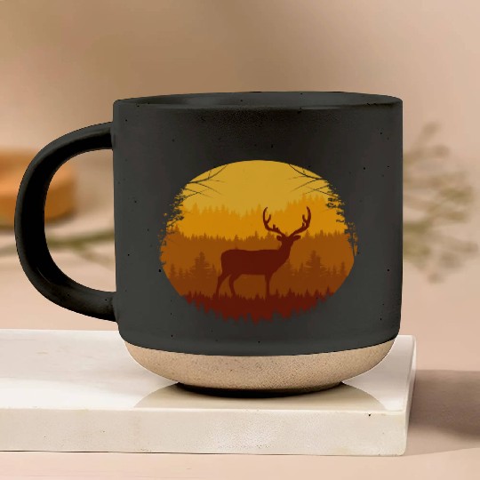 Autumn Forest And Deer Pottery Mugs