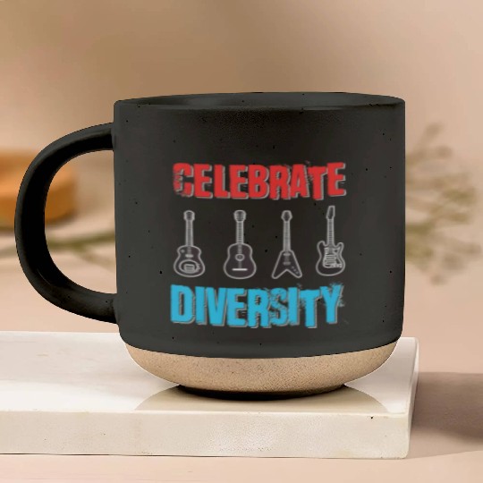 Celebrate Diversity Funny Guitar Player Musician Pottery Mugs