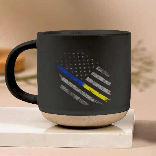 Gold Blue Line 911 Police Dispatcher First Pottery Mugs