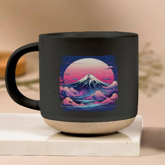Vaporwave Volcano Aesthetic Japan Sight Mount Fuji Pottery Mugs