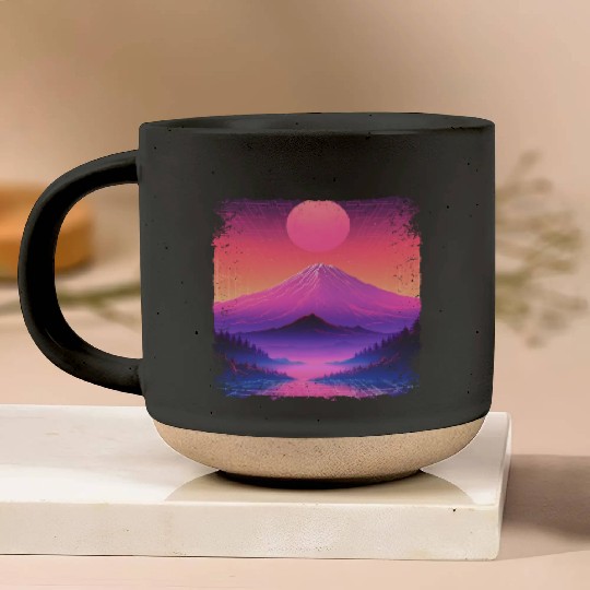 Mount Fuji Aesthetic Japan Sight Vaporwave Volcano Pottery Mugs