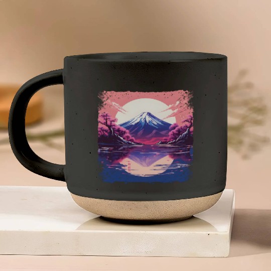 Vaporwave Aesthetic Japan Sight Mount Fuji Volcano Pottery Mugs