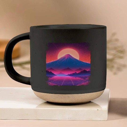 Aesthetic Vaporwave Japan Sight Mount Fuji Volcano Pottery Mugs