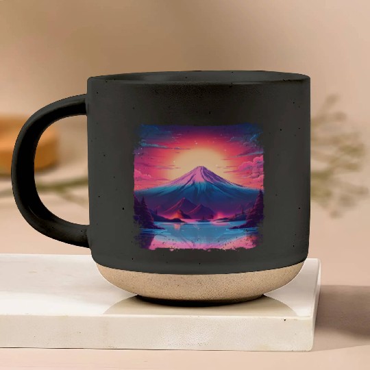 Mount Fuji Sight Aesthetic Japan Vaporwave Volcano Pottery Mugs
