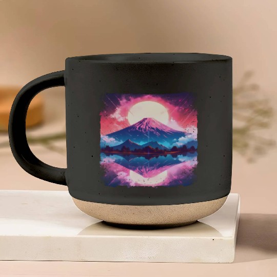 Mount Fuji Vaporwave Aesthetic Japan Sight Volcano Pottery Mugs
