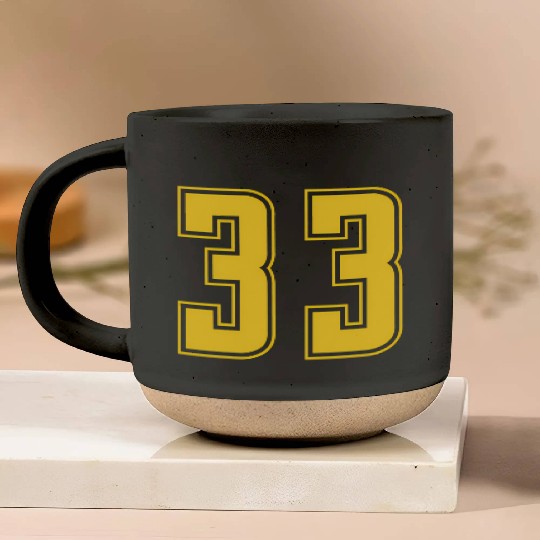 Yellow Number 33 Team Junior Sports Numbered Pottery Mugs