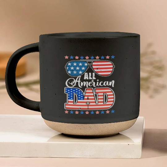 All American Dad Usa Sunglasses Flag Father's Day Pottery Mugs