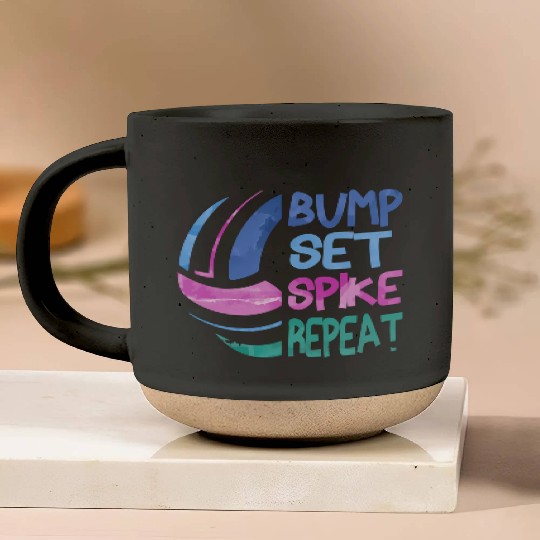 Volleyball Bump Set ke Repeat Blue Purplen Pottery Mugs