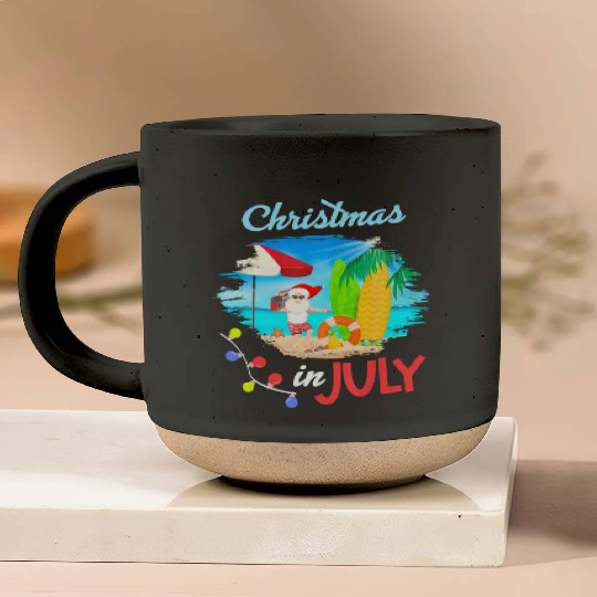 Christmas in July Santa Hawaiian Summer Hawaii Pottery Mugs