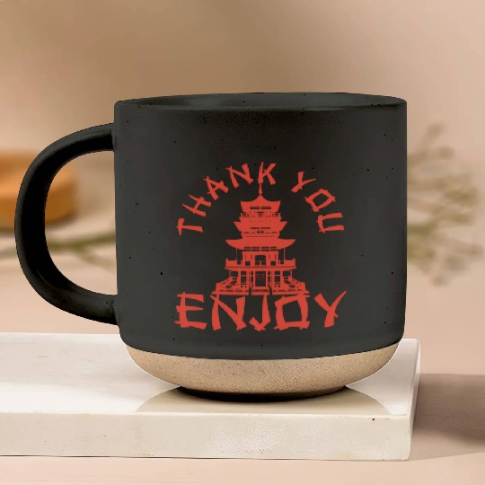 Chinese Take Out Thank You Enjoy Food Asian Pottery Mugs
