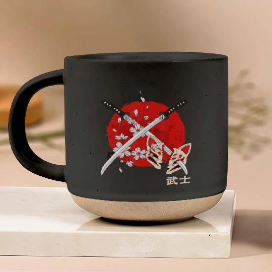 Ancient Japanese Cherry Blossom Samurai Katana Swo Pottery Mugs
