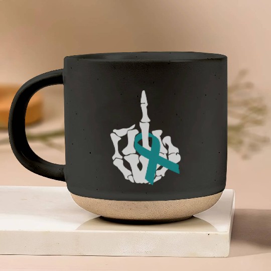 Fuck Ovarian Cancer Middle Finger Ovarian Cancer A Pottery Mugs
