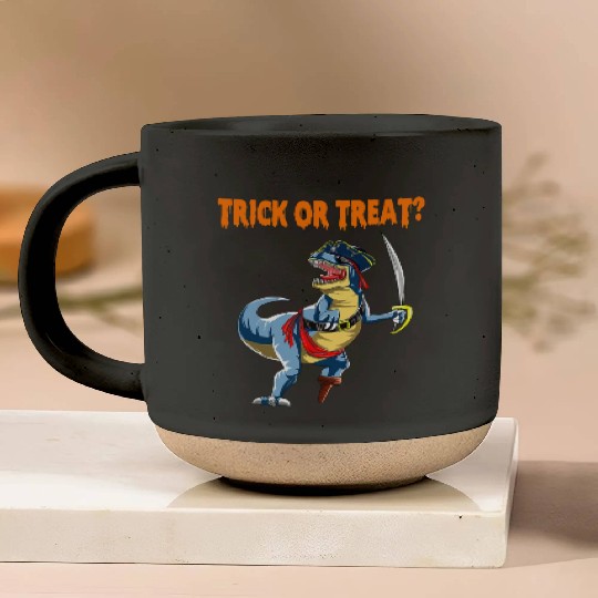 Trick or Treat Halloween Dinosaur T rex Pirate Pottery Mugs
