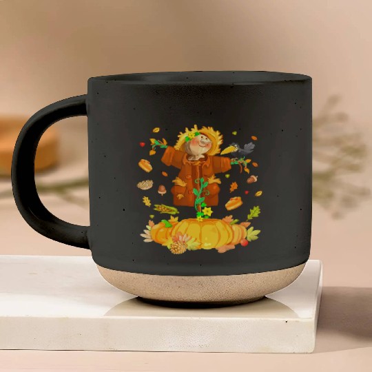 Scarecrow Pumpkin Garden Hello Thanksgiving Pottery Mugs