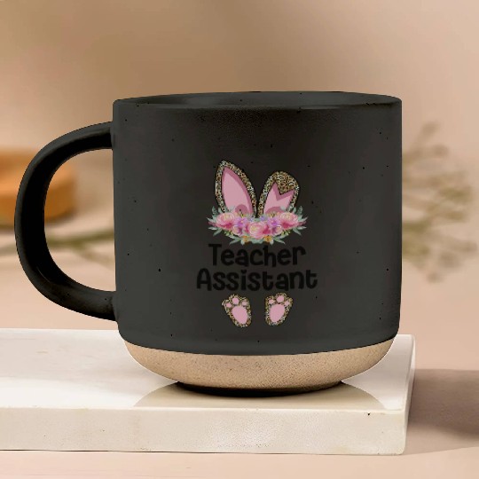 Easter Bunny Ear Teacher Leopard Teacher Assistant Pottery Mugs