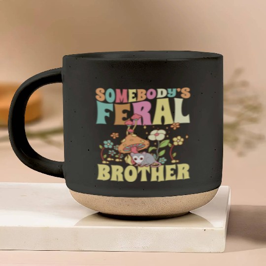Somebody's Feral Brother Wild Bro Opossum Groovy Pottery Mugs