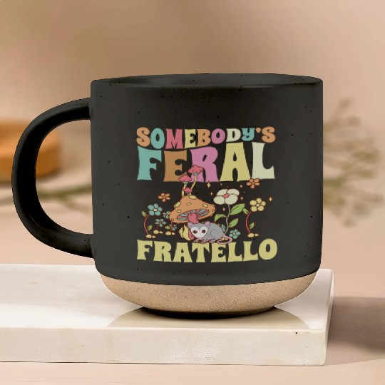 Somebody's Feral Fratello Italian Brother Opossum Pottery Mugs